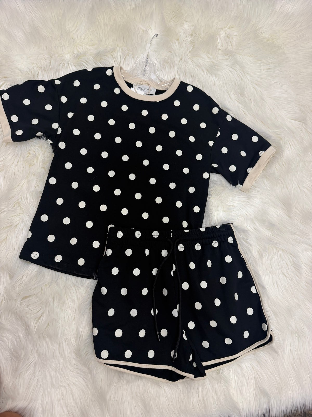 Black and Cream Polka Dot Set