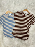 Textured Stripe Knit Crew Neck Tee