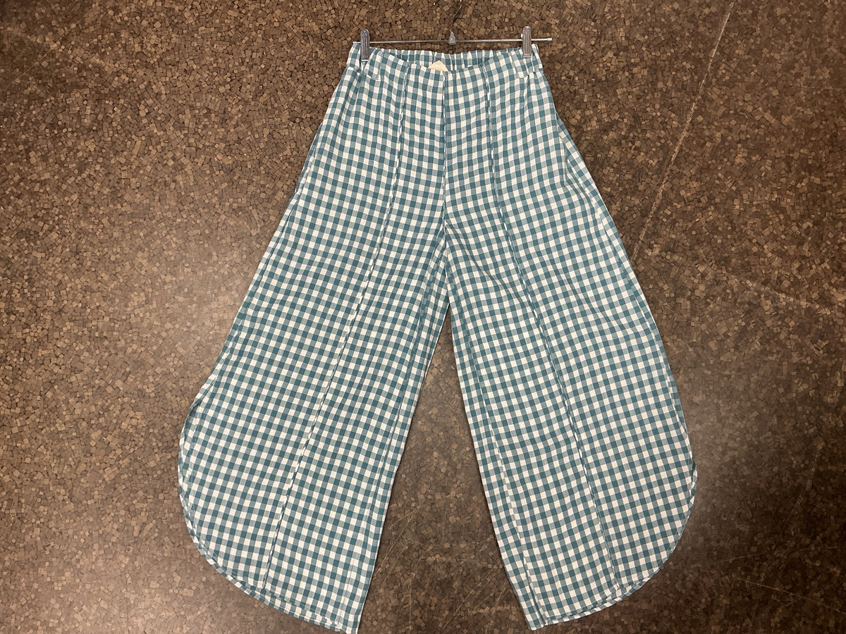 Gingham Tulip Hem Wide Leg Pants