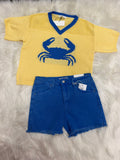 Yellow and Blue Knitted Crab