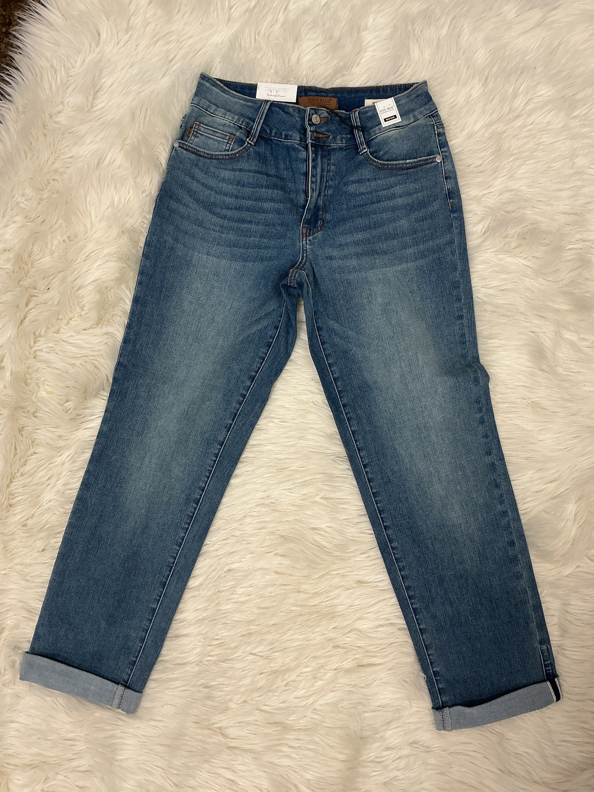 Mid Rise Slim Boyfriend Jeans Double Button Judy Blue