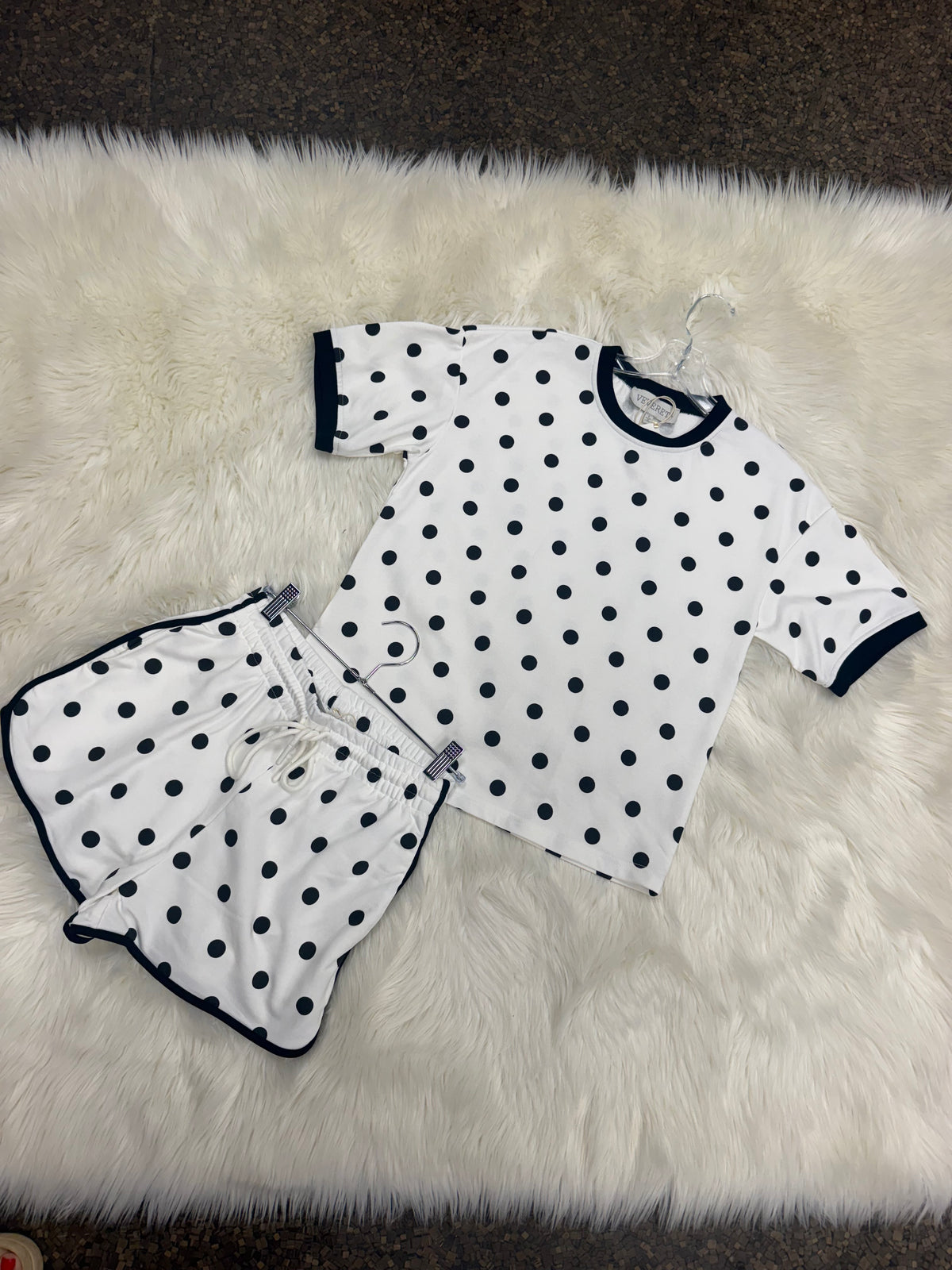 White and black Polka Dot set