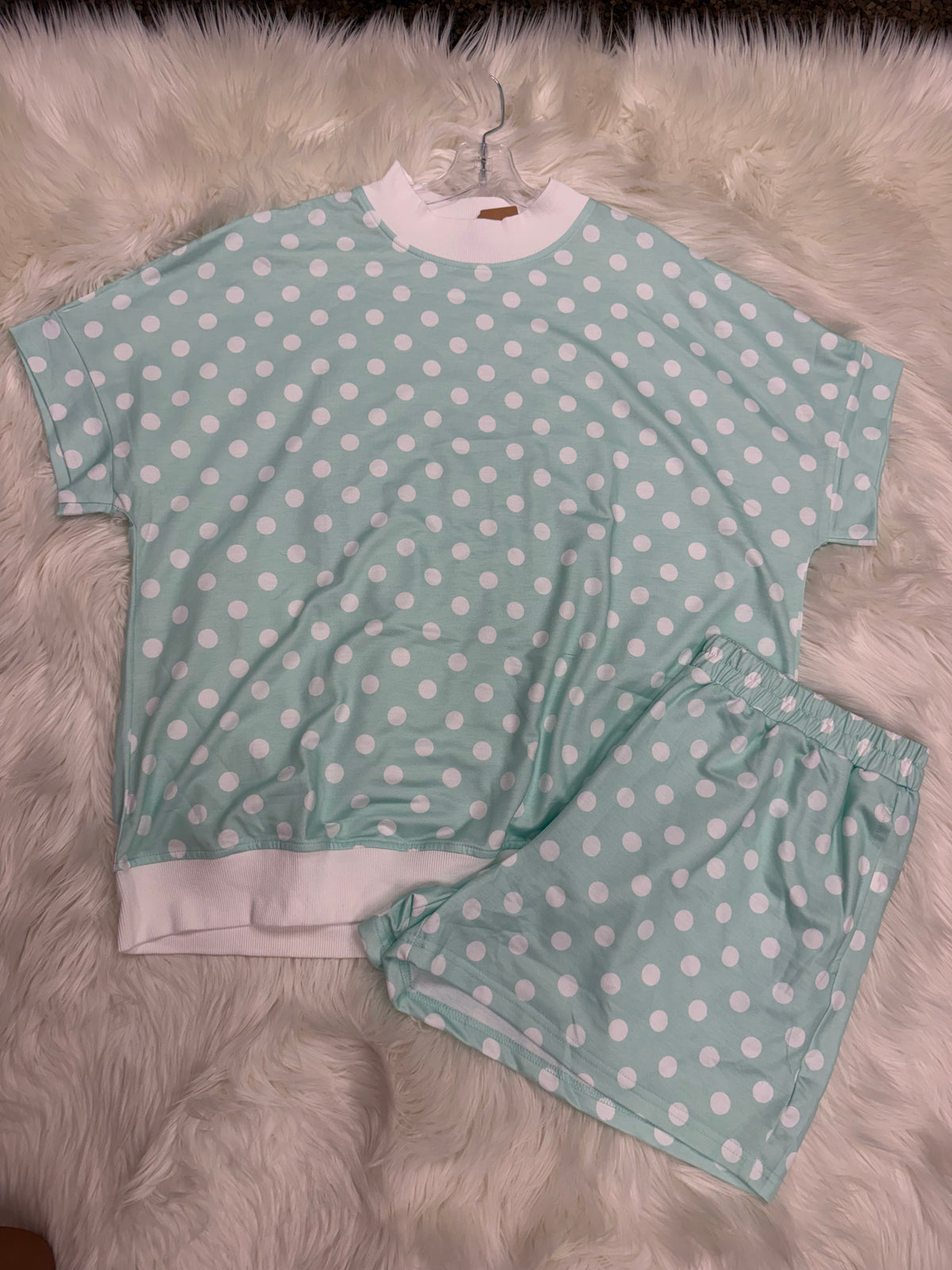 Mint and White Polka Dot Set