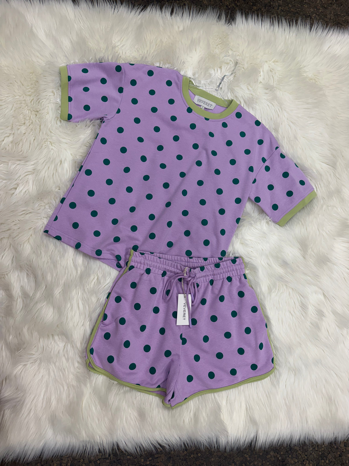 Purple and Green Polka Dot Set