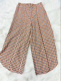 Gingham Tulip Hem Wide Leg Pants