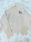 Mockneck Horse Embroidered Sweater