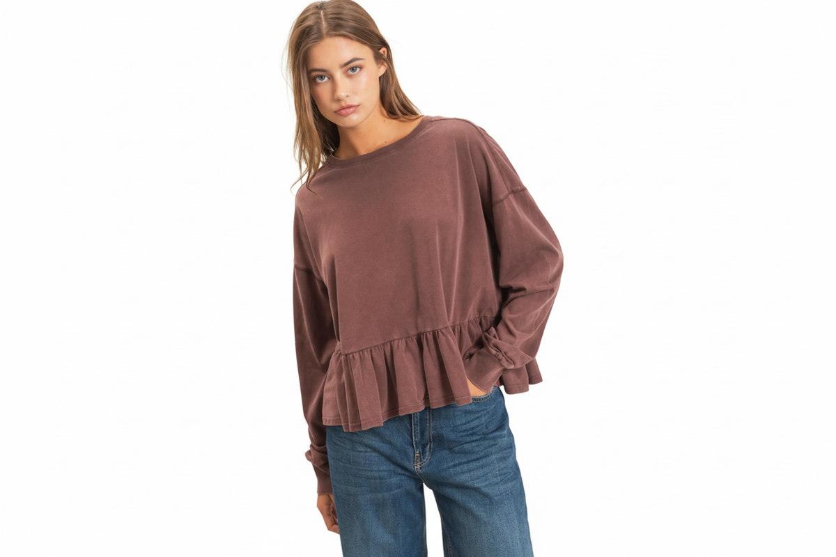 Peplum long sleeve top
