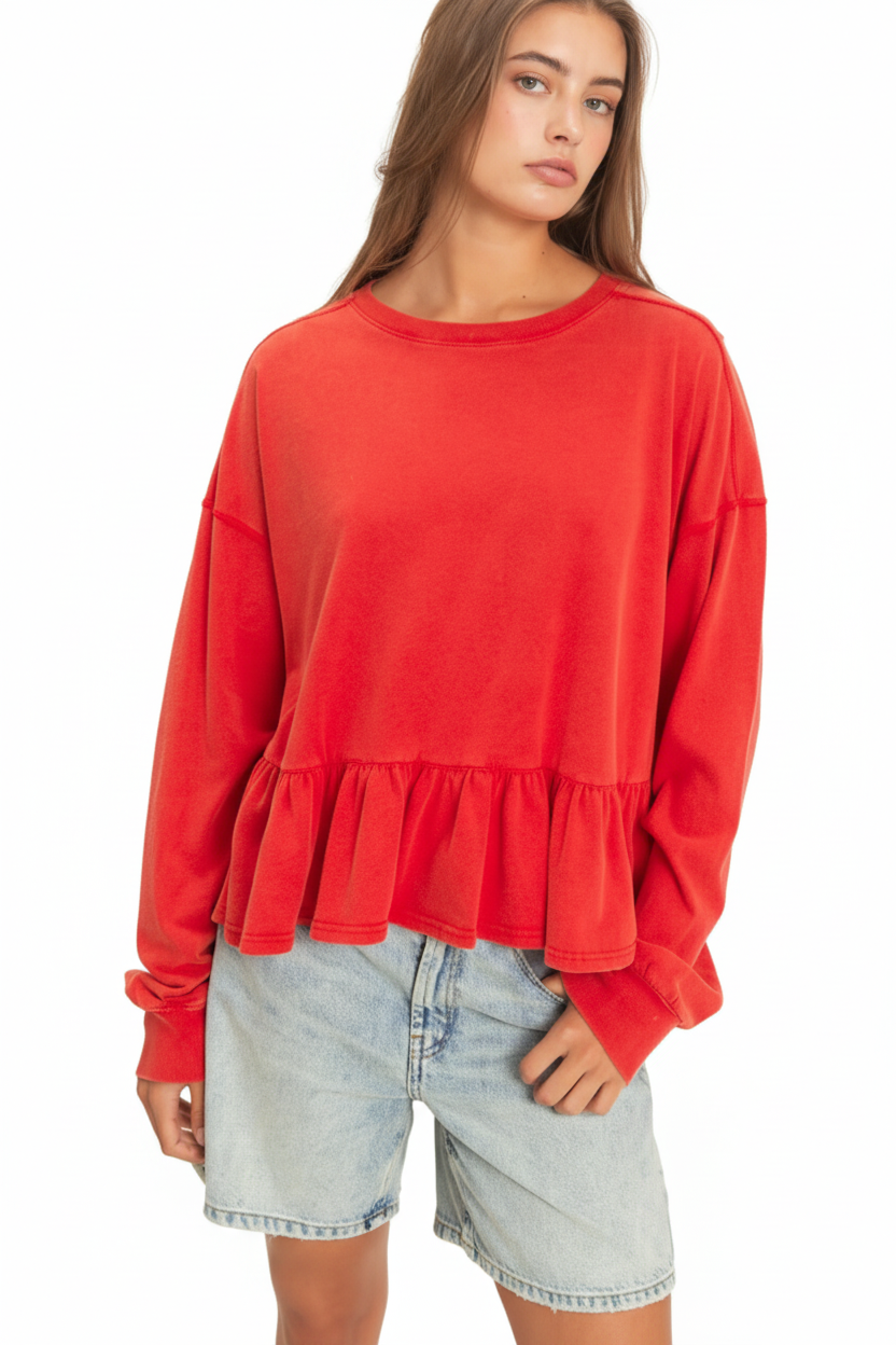 Peplum long sleeve top