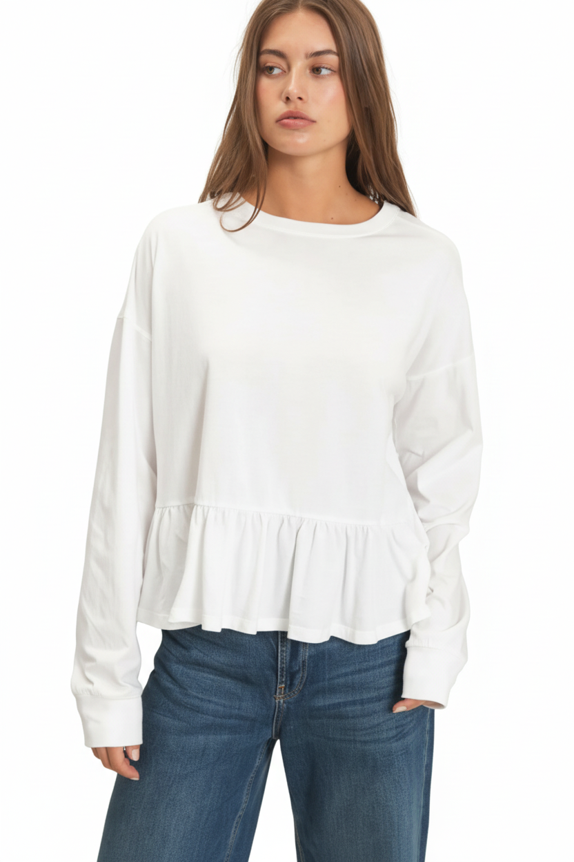 Peplum long sleeve top