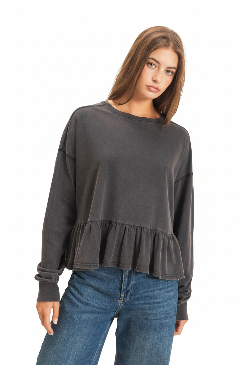 Peplum long sleeve top