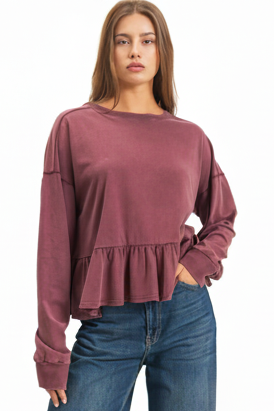 Peplum long sleeve top